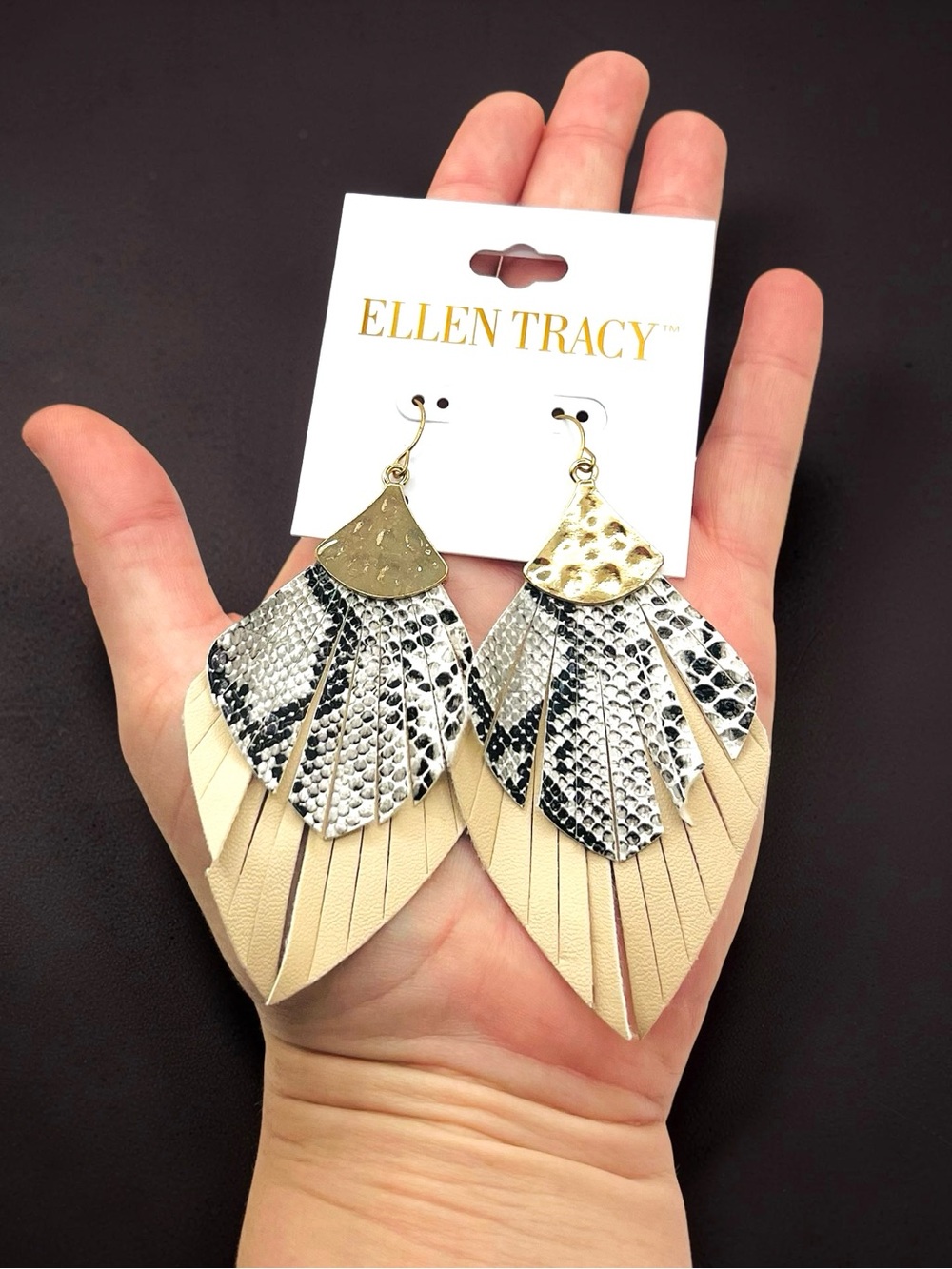 NWT✨Gold Layered Python Dangle Earrings - Picture 4 of 13